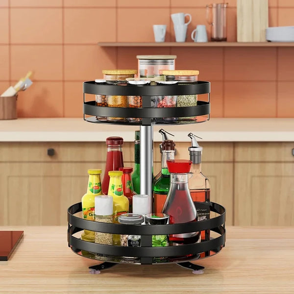 2-Tier Rotating Spice Rack – 360° Kitchen Turntable